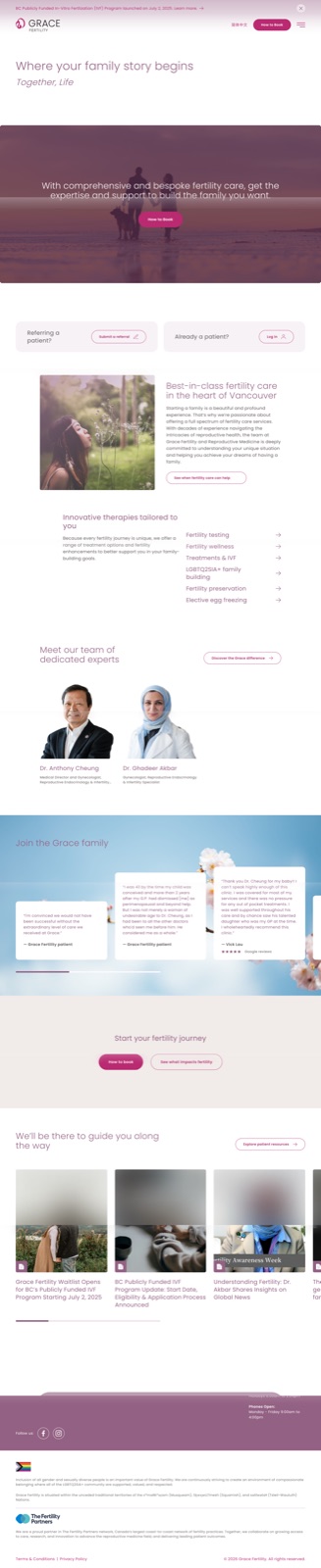 Grace Fertility Clinic homepage — Where your family story begins